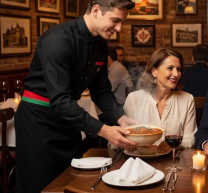 Visszatérő vendég elegáns terített asztalnál a Magyar Restaurant Clubban.